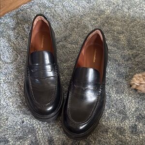 Reformation Black Leather Slip-On Loafers